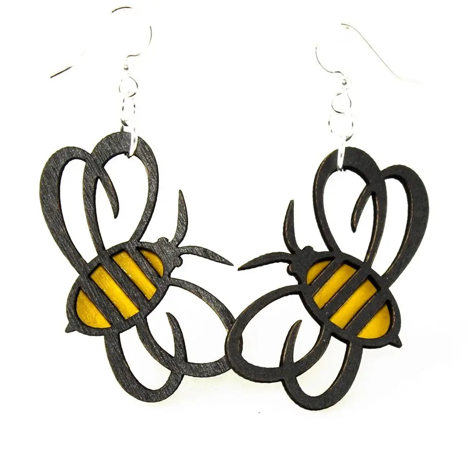 Bumble Bee Wooden Earrings
