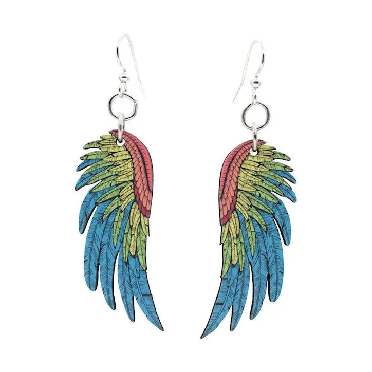 Macaw Wing Wooden Earrings