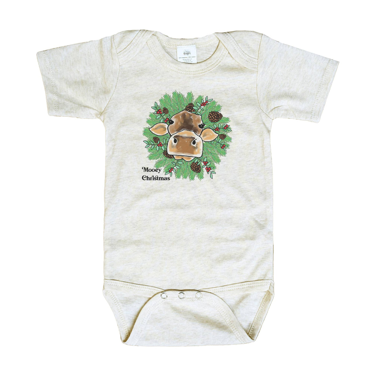 Mooey Christmas Cow Country Christmas Baby Bodysuit