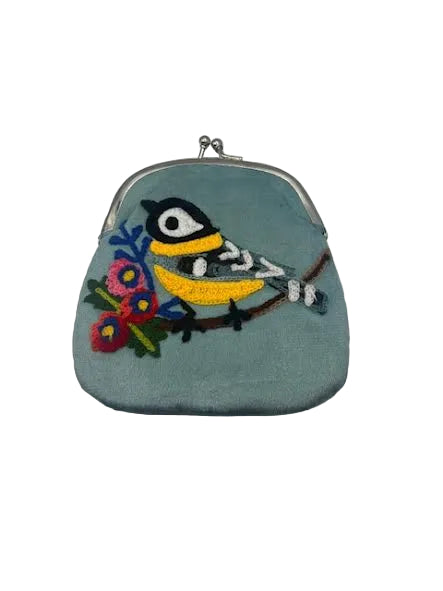 Embroidered Kiss Lock Wallet Pouch