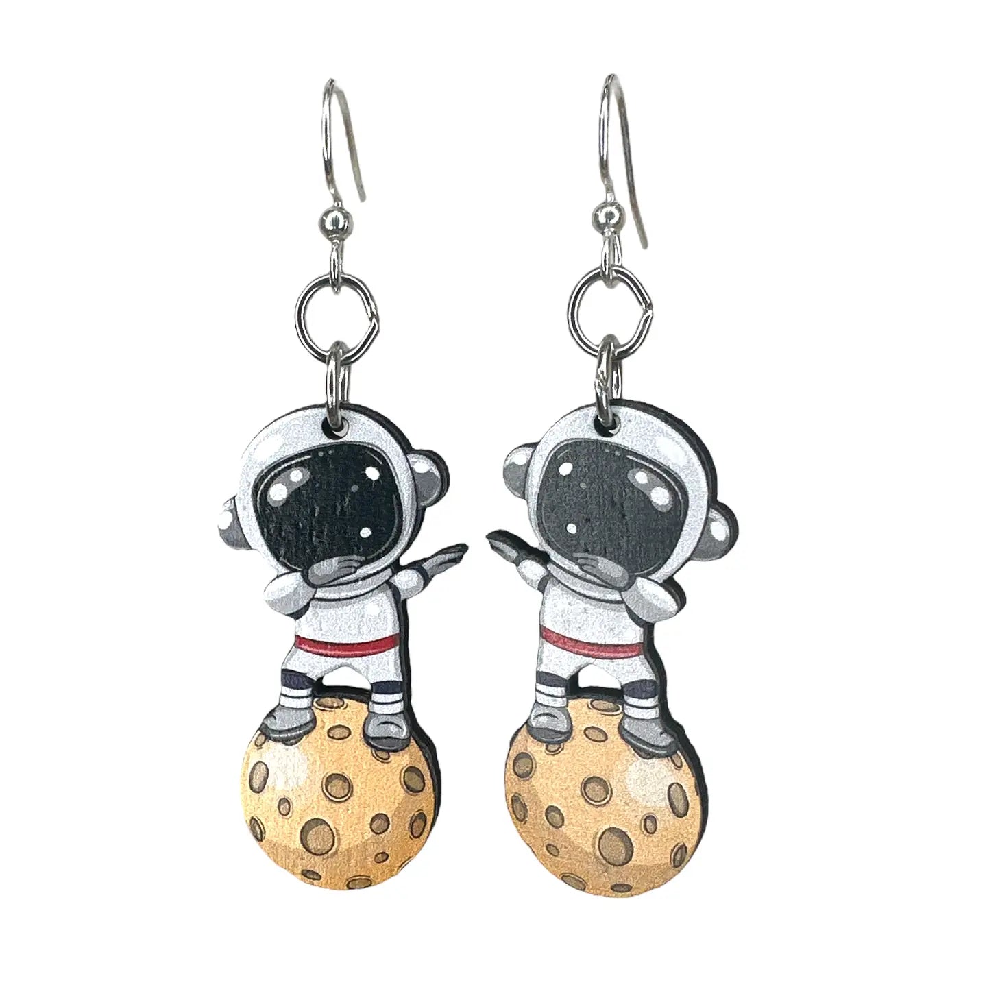 Little Moon Man Wooden Earrings
