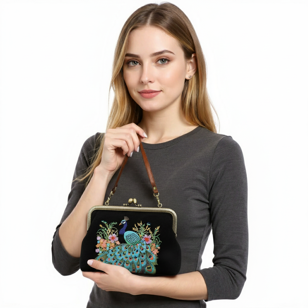 Peacock Kisslock Bag