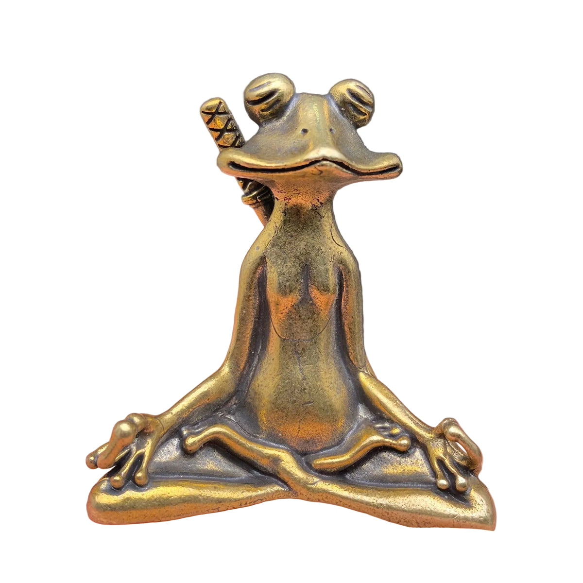 Kungfu Frog in Meditation Brass Desktop Ornament