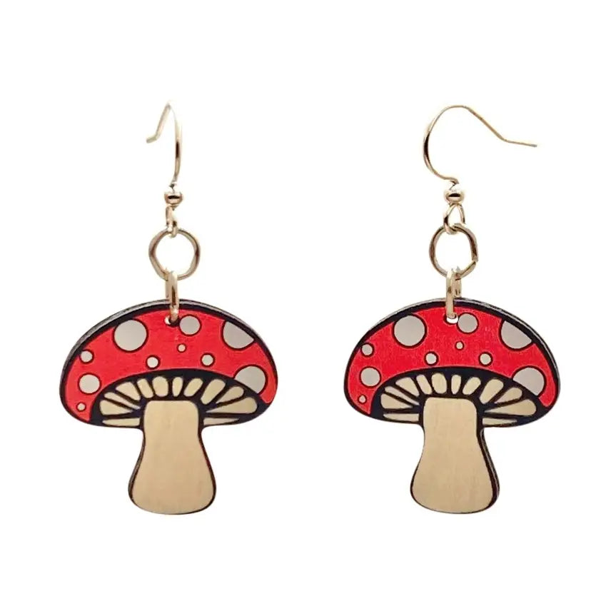 Mushroom Wooden Earrings