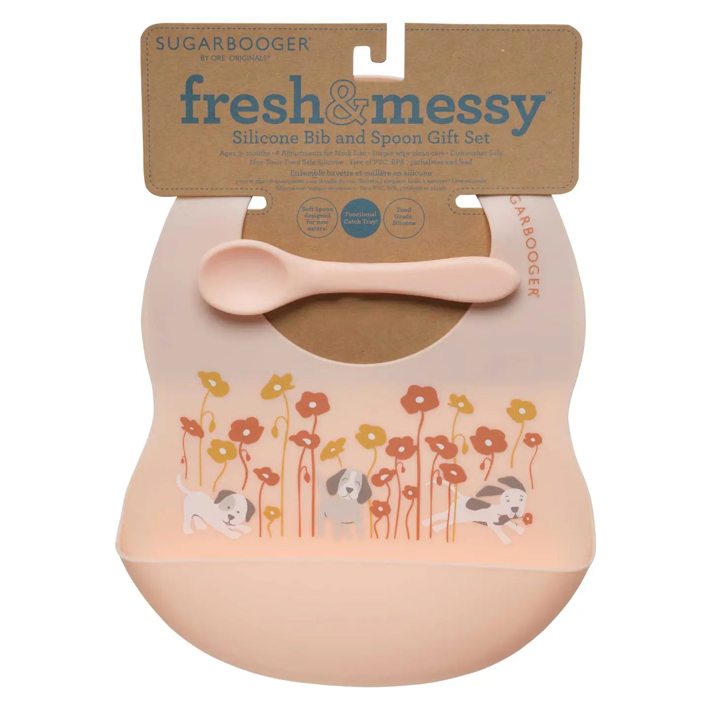 Puppies & Poppies Silicone Bib & Spoon Set