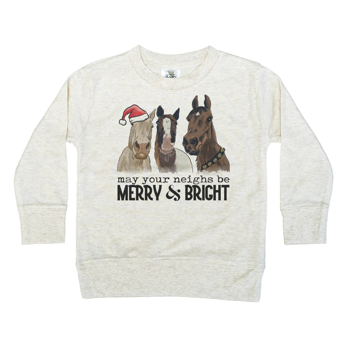 Merry and Bright Neigh Horse Christmas Kids Unisex Holiday Shirt