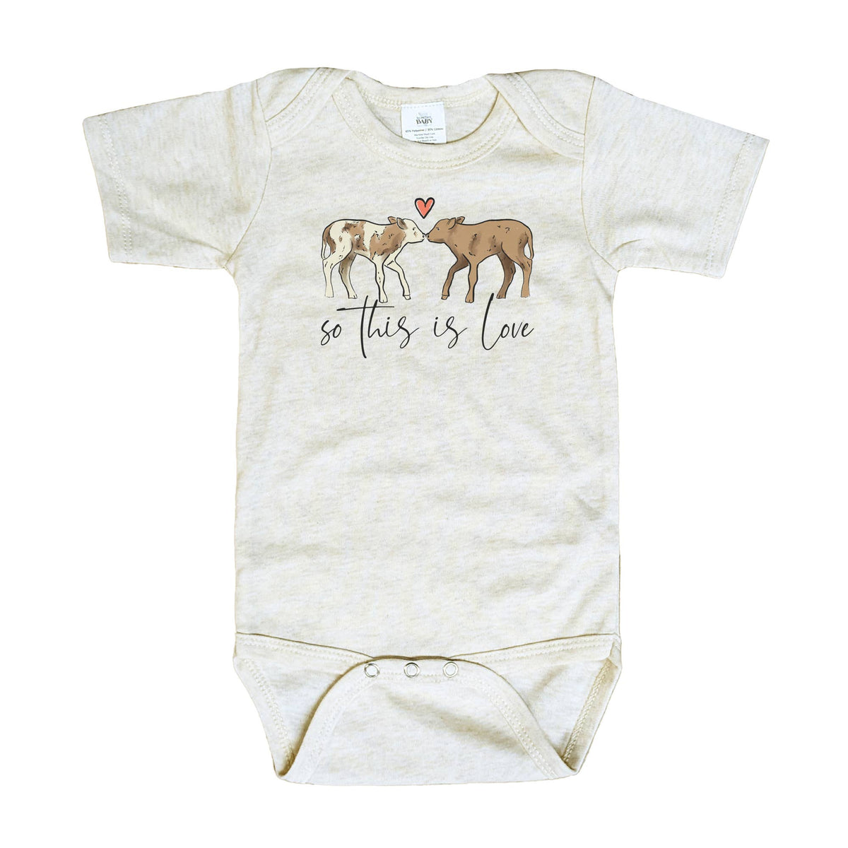 So this is love cow Baby Valentines Day Bodysuit