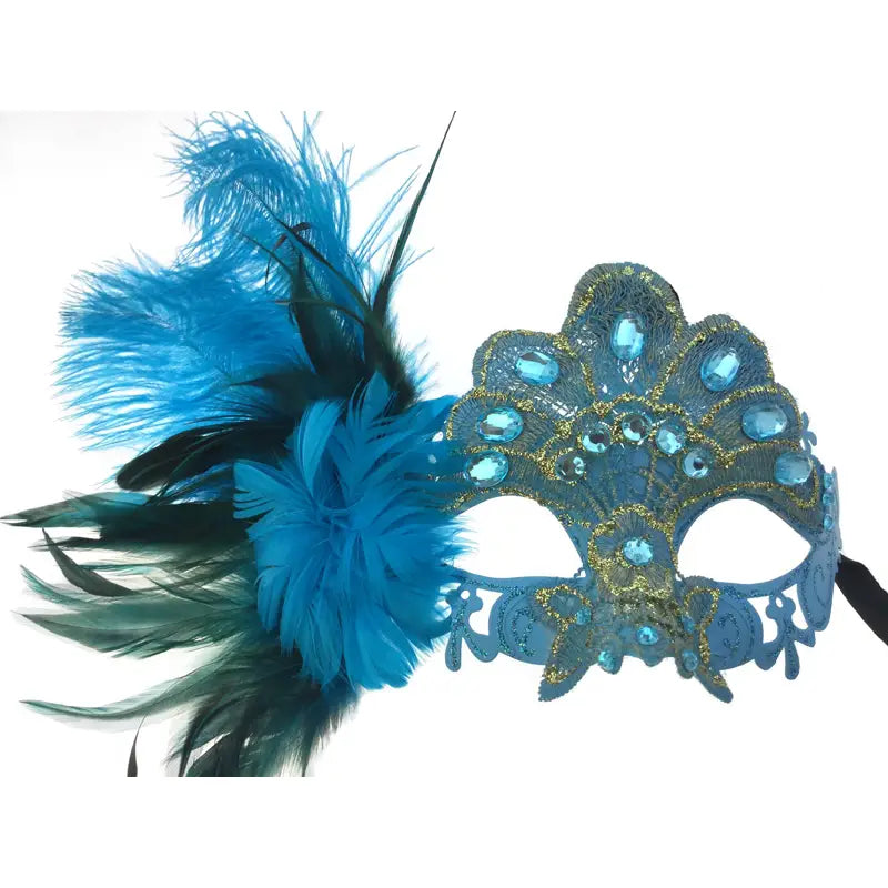 Blue Gem Feather Mask