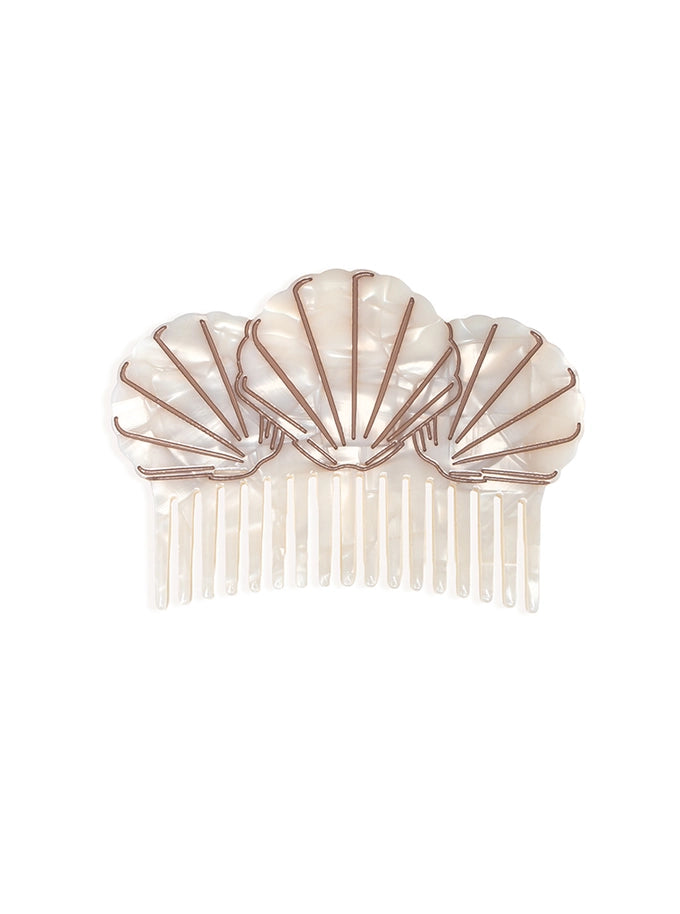 Wide-Tooth Mini Hair Comb Seashells