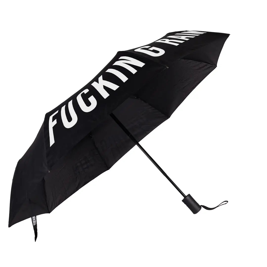 Foldable Umbrella "Fucking Rain" Black