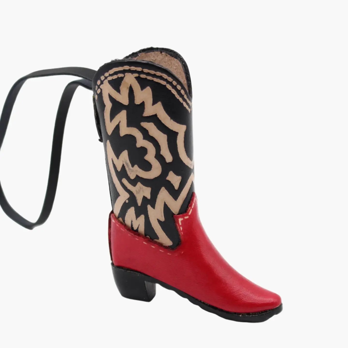 Red and Black Leather Cowboy Boots Ornament
