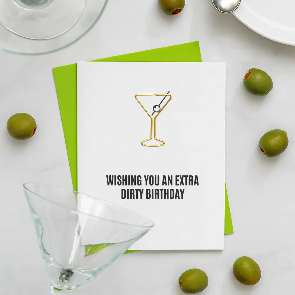 Extra Dirty Martini Birthday - Paper Clip Letterpress Card