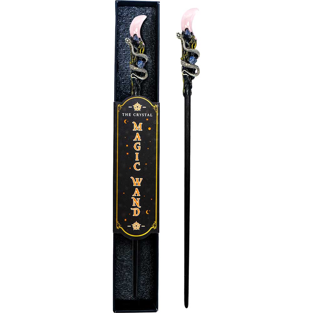 Rose Quartz Moon & Snake Magic Wand w/ Gift Box