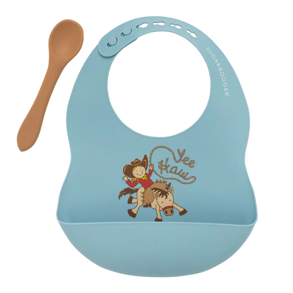 Howdy Cowboy Silicone Bib & Spoon Set