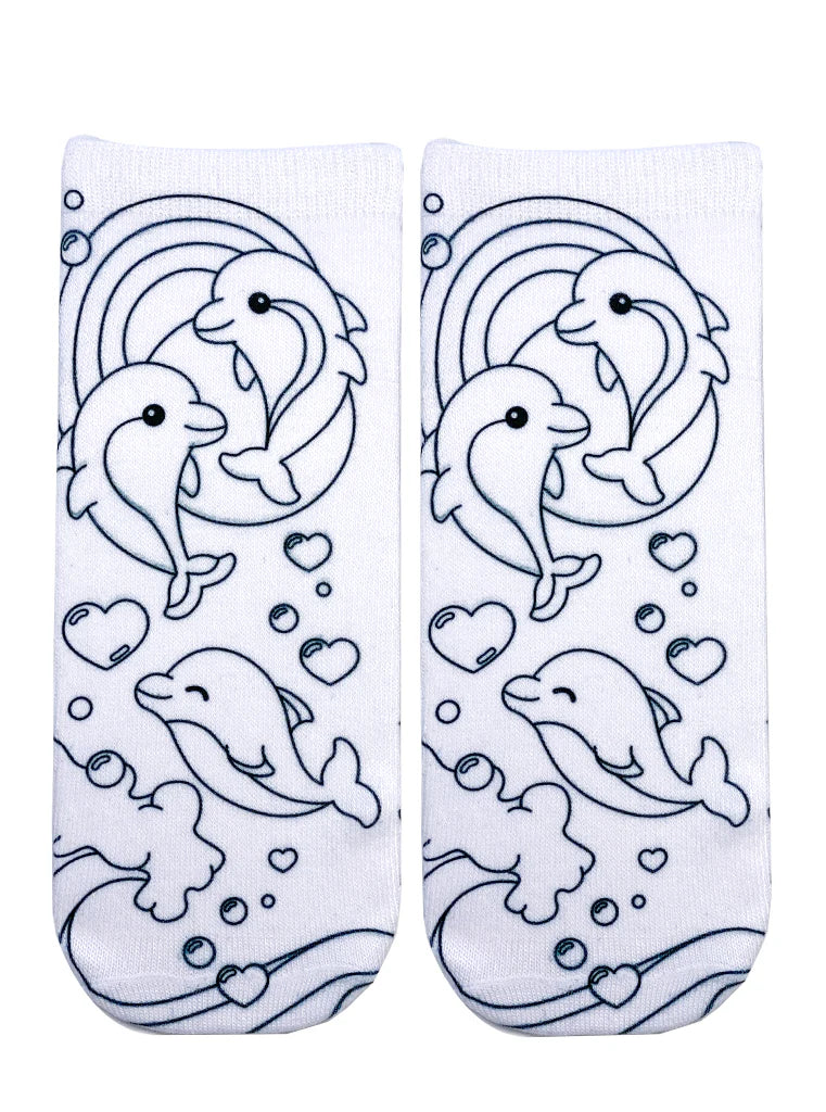 Coloring Socks - Dolphin Love
