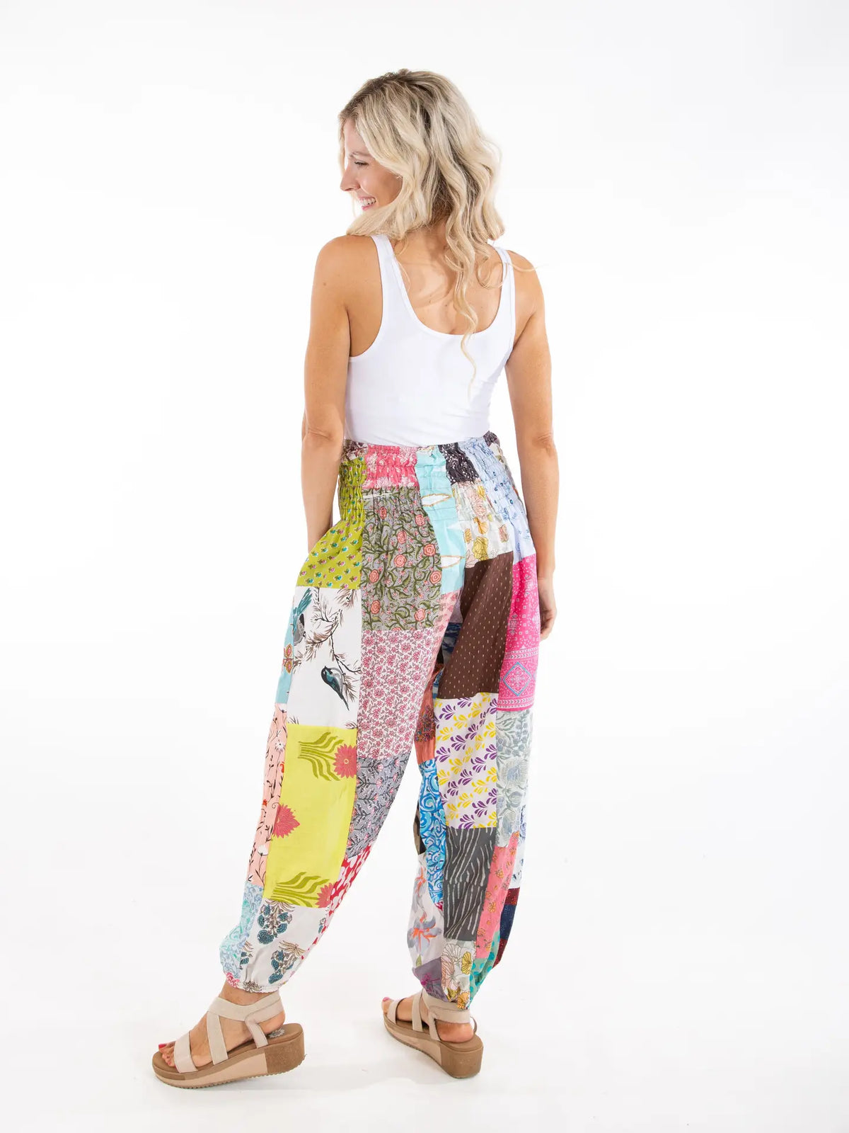 Patchwork Cotton Harem Pants