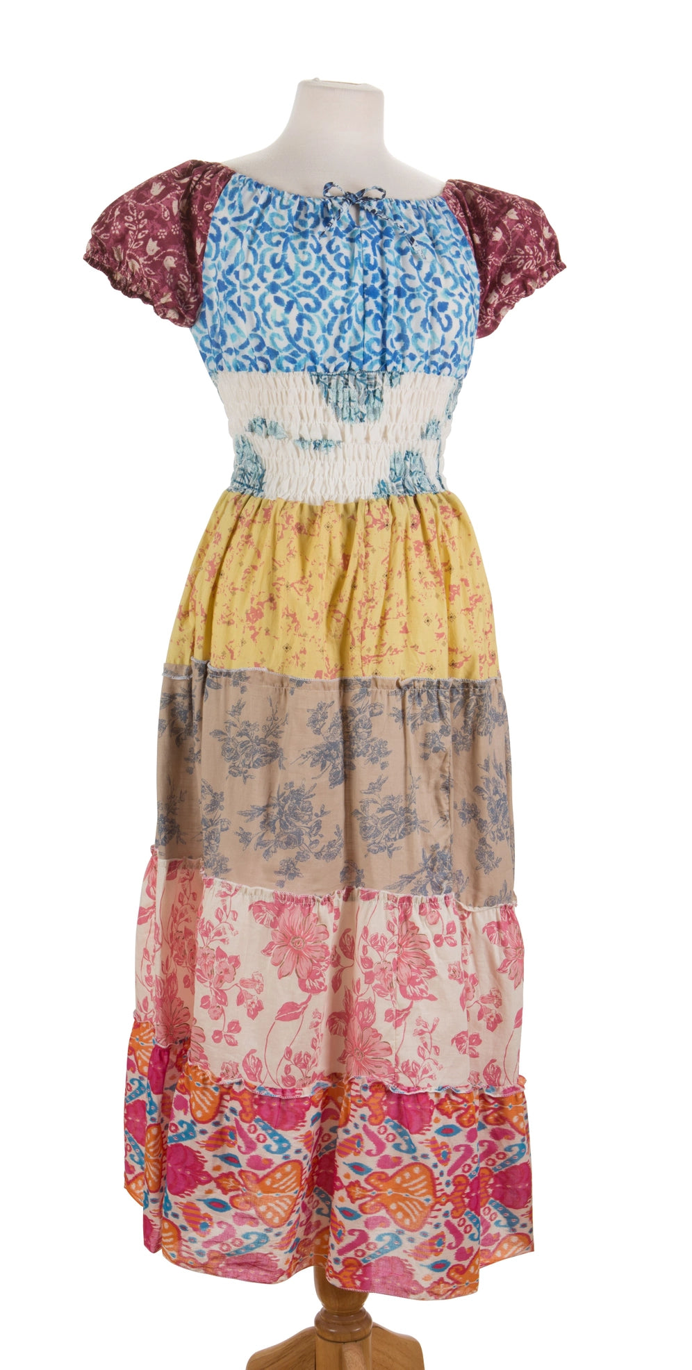 Patch Work Peasant Sleeve Festival Dress