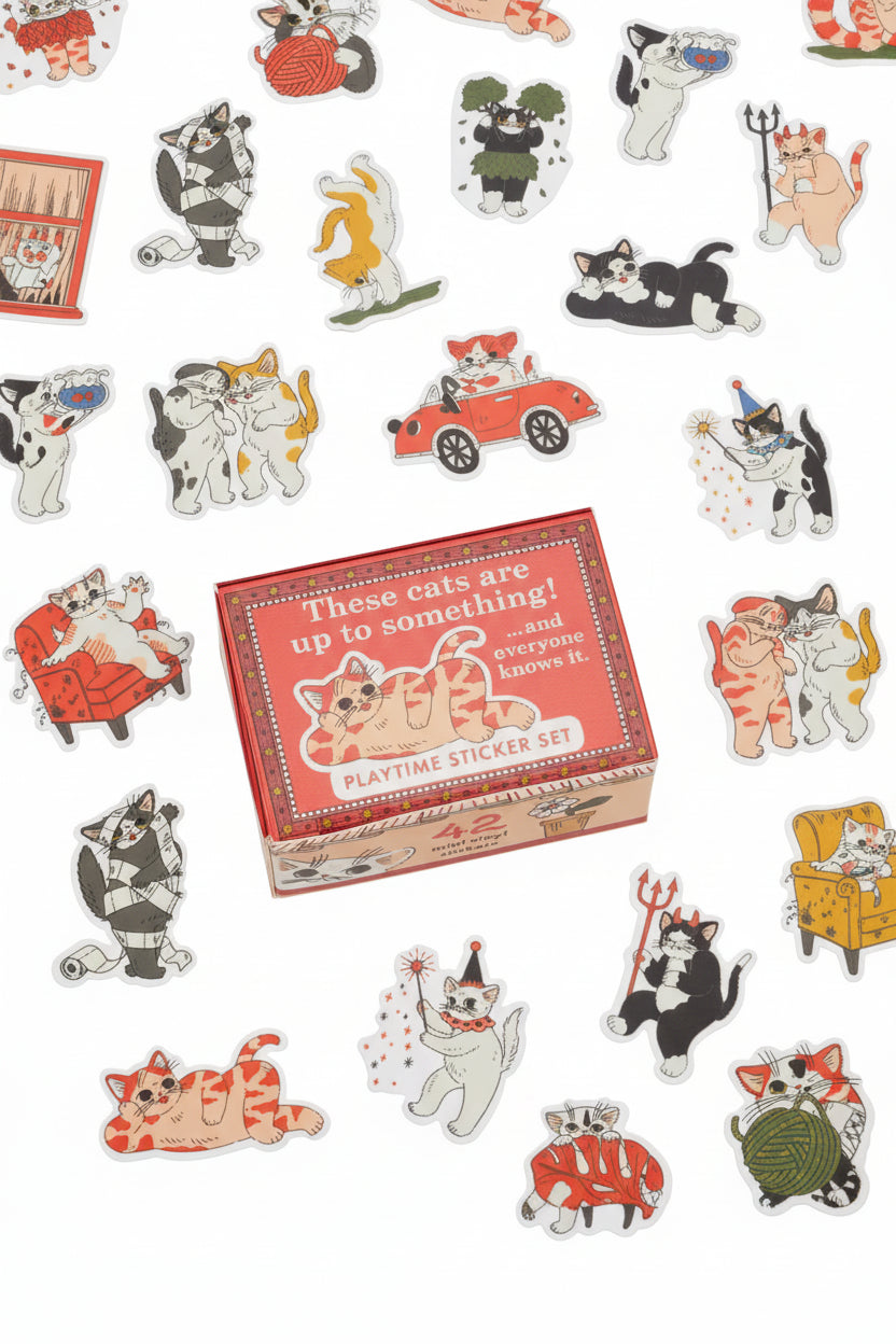 These Cats Are Up To Something! Playtime Sticker Set