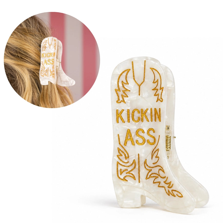 Kickin' Ass - Cowboy Boot Acetate Hair Claw Clip