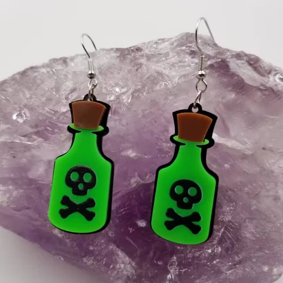 Gothic Poison Bottle Earrings