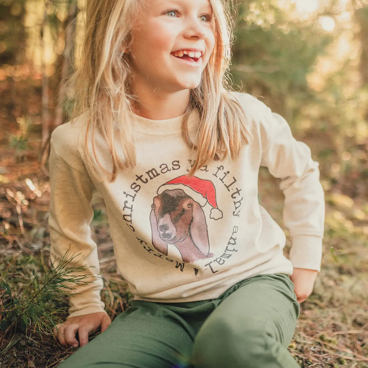Filthy Animal Christmas Goat Kids Tee