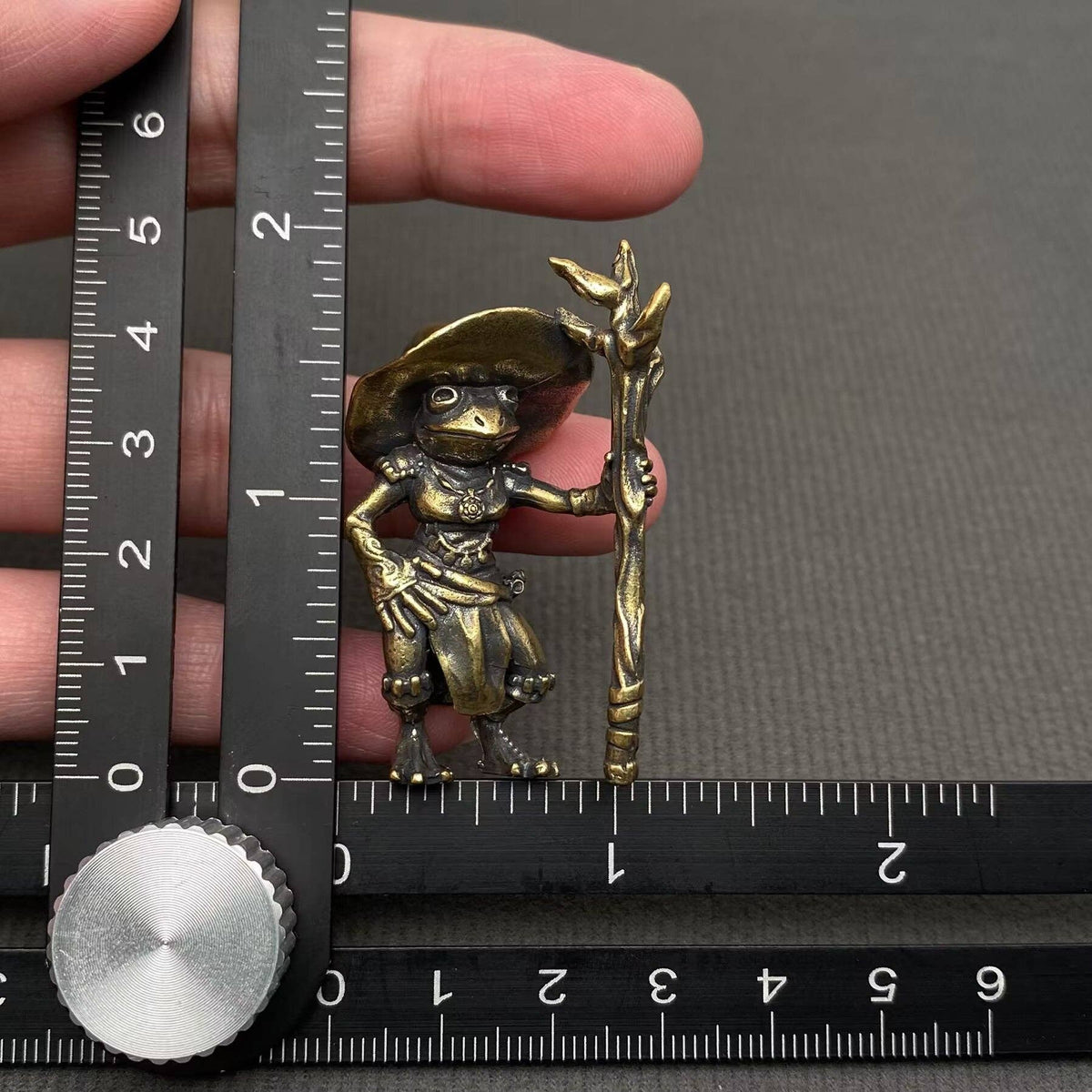 Brass Wizard Frog Desktop Ornament
