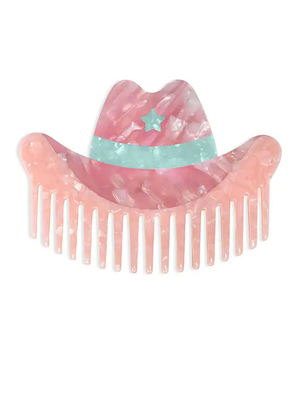 Wide-Tooth Mini Hair Comb Cowgirl Hat