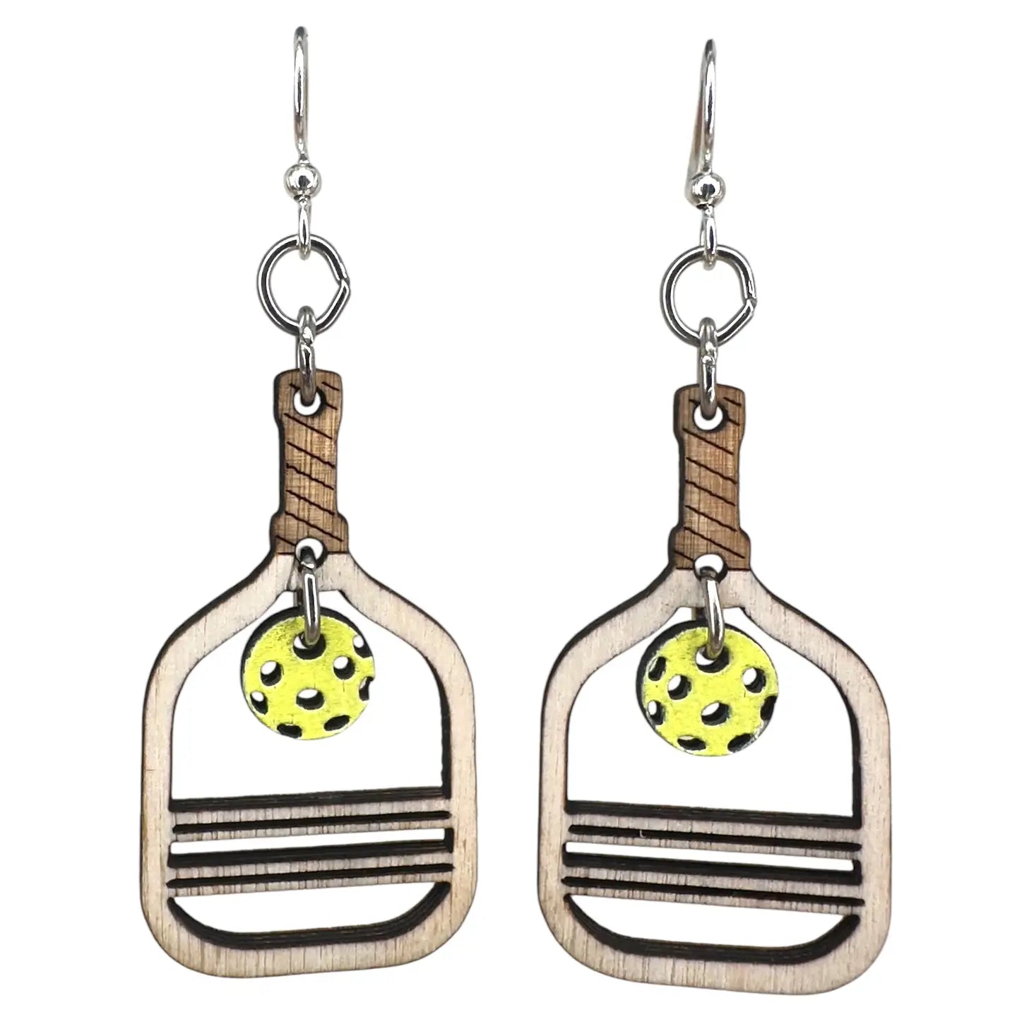 Pickle Ball Wooden Earrings