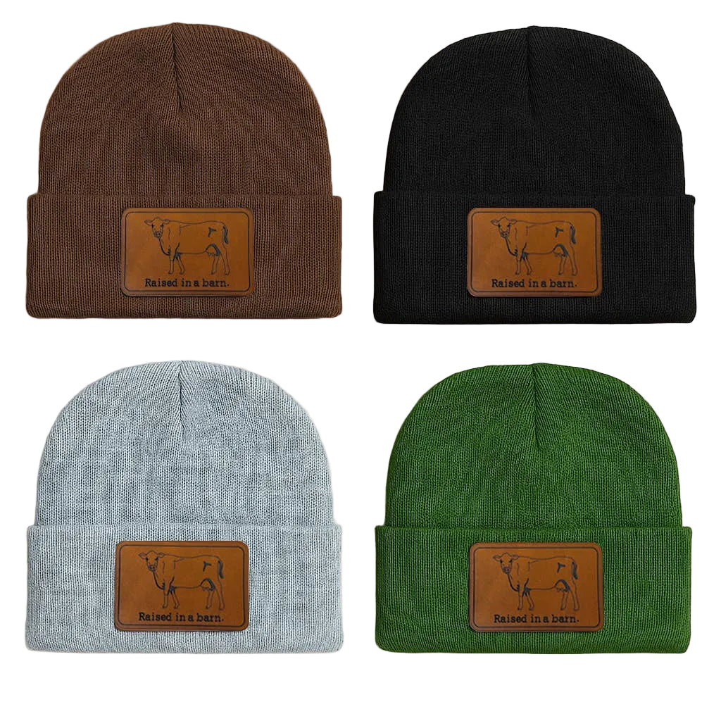 Raised in a Barn Cow Kids Beanie