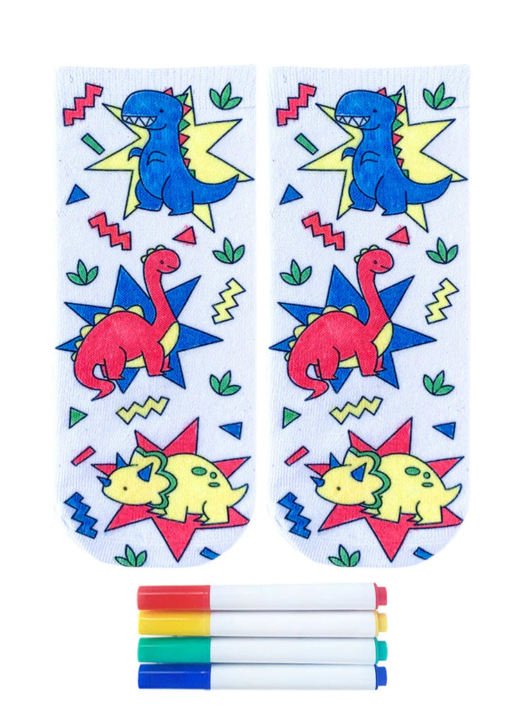 Coloring Socks - Dino Daze