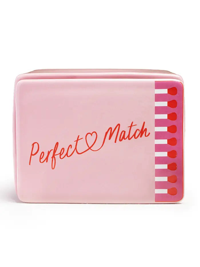 Ceramic Stash Box w/ Lid Matchbox "Perfect Match"