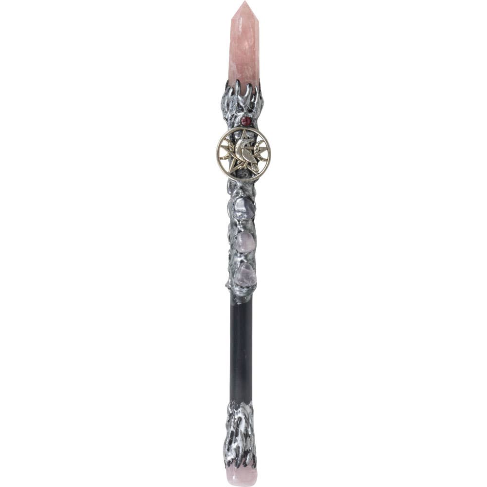 Rose Quartz Raven Magic Wand