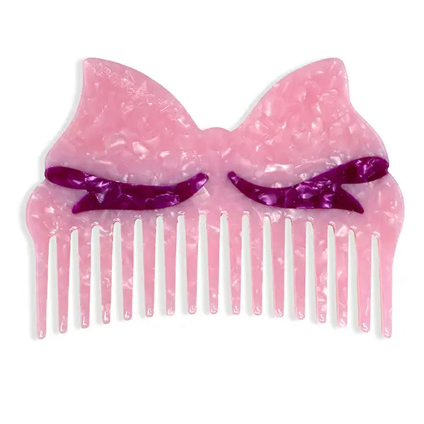 Wide-Tooth Mini Hair Comb Ribbon Bow