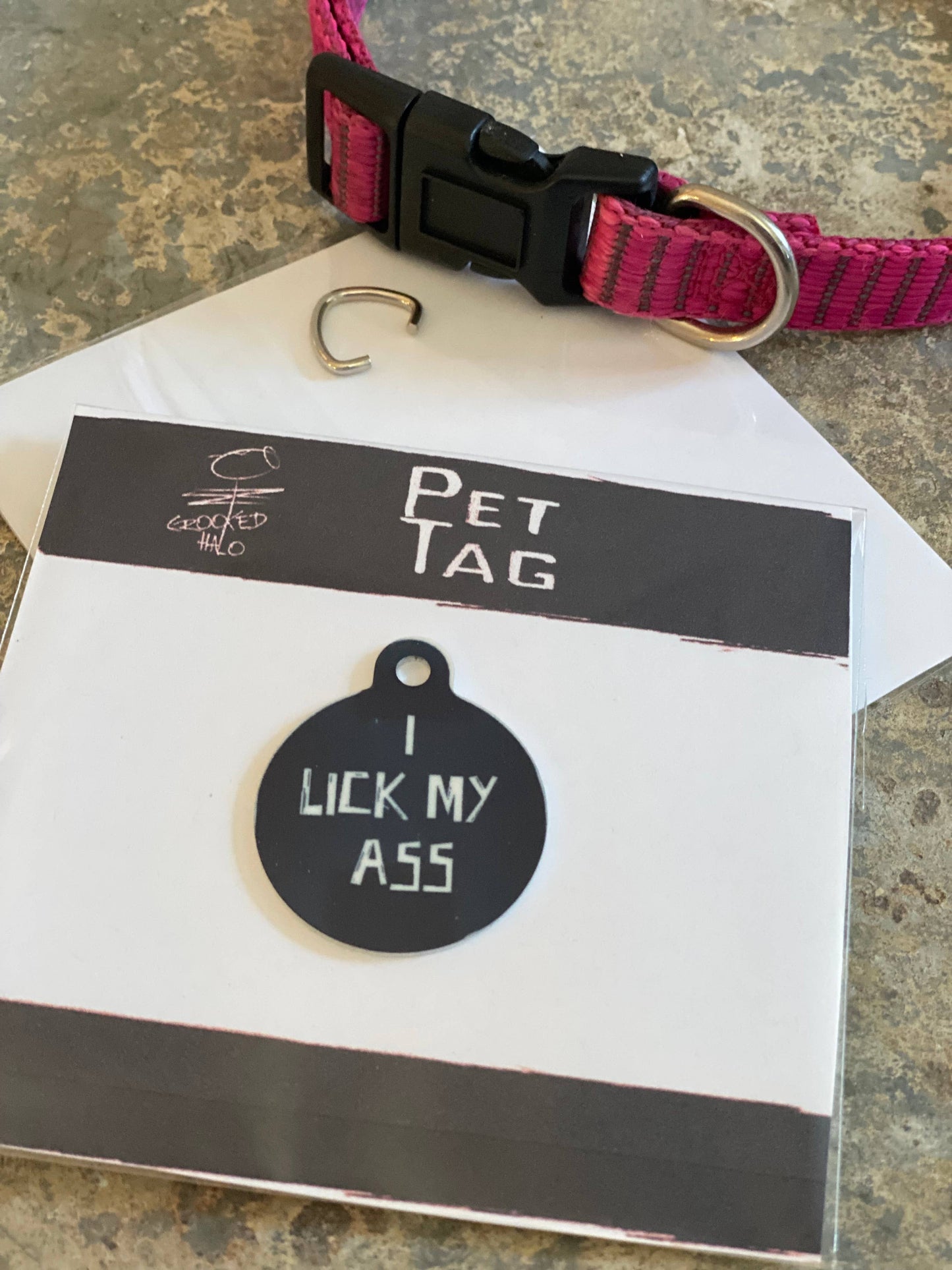 "I Lick My Ass" Metal Pet Tag Charm