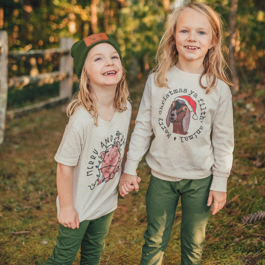 Filthy Animal Christmas Goat Kids Tee
