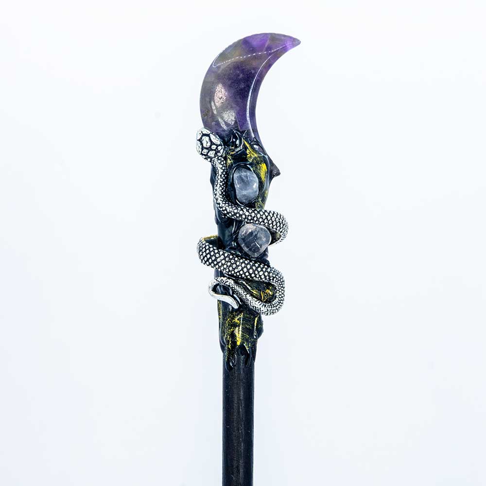 Amethyst Moon & Snake Magic Wand w/ Gift Box