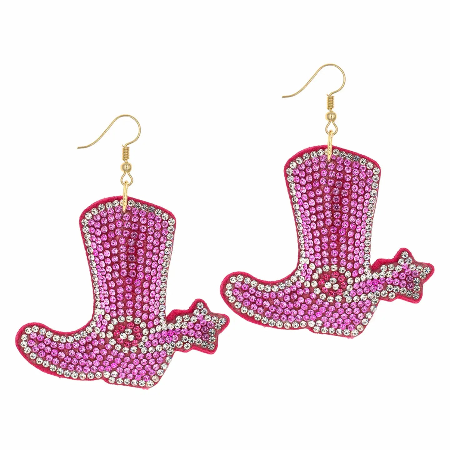 Rhinestone Cushion Cowgirl Boot Earrings