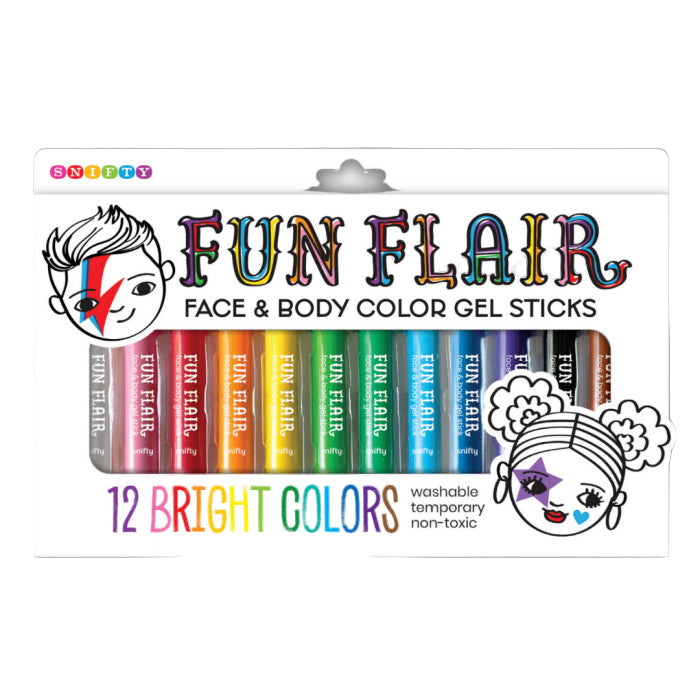 Fun Flair Face & Body Color Gel Sticks - 12 colors