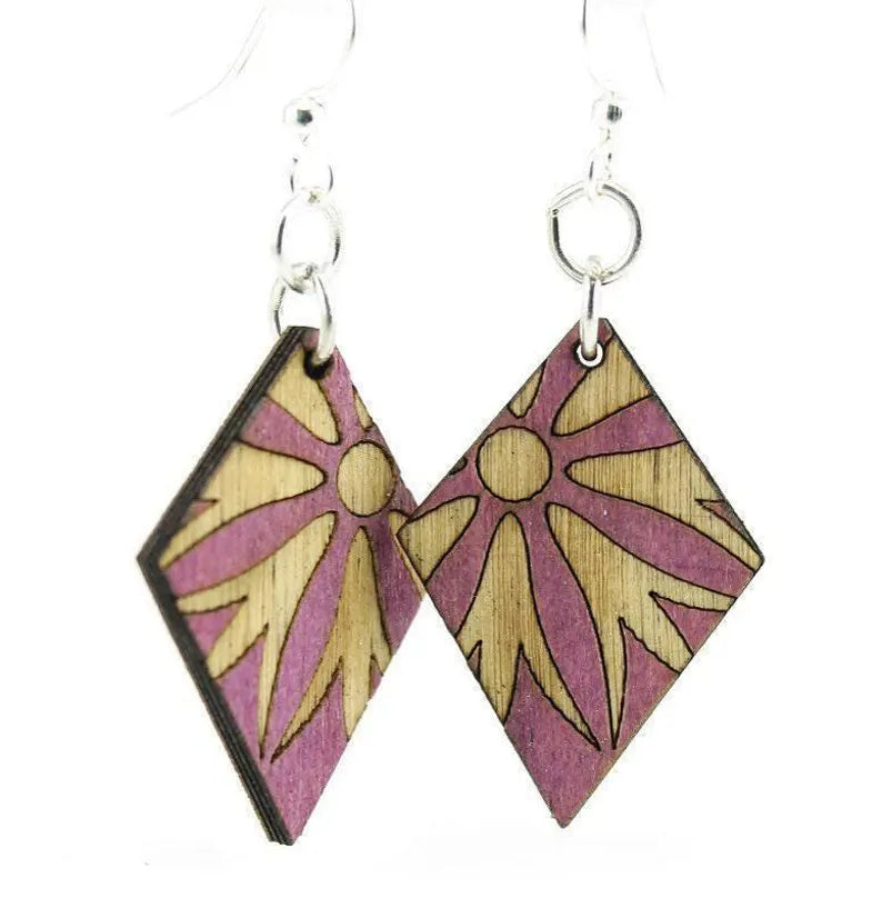 Diamond Blossoms Wooden Earrings