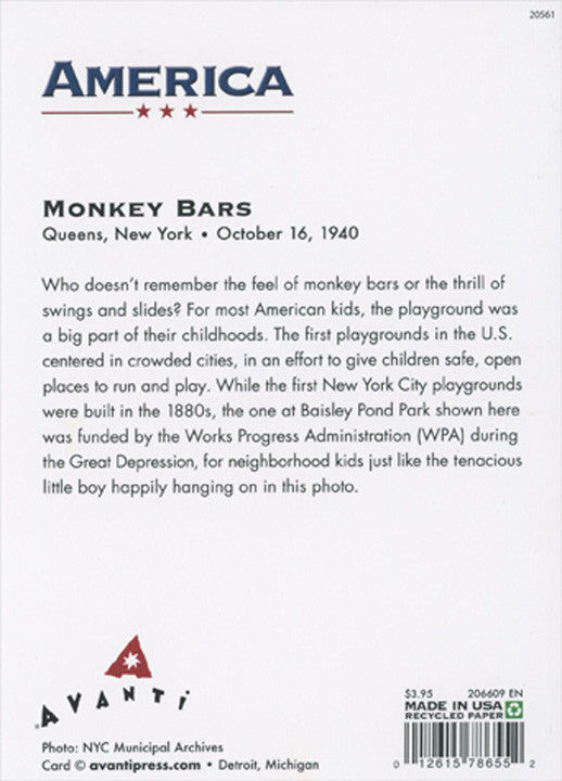Boy Hanging From Retro Monkey Bars Encouragement Card