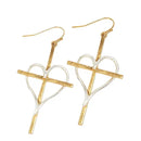 Earrings Two Tone Cross and Heart