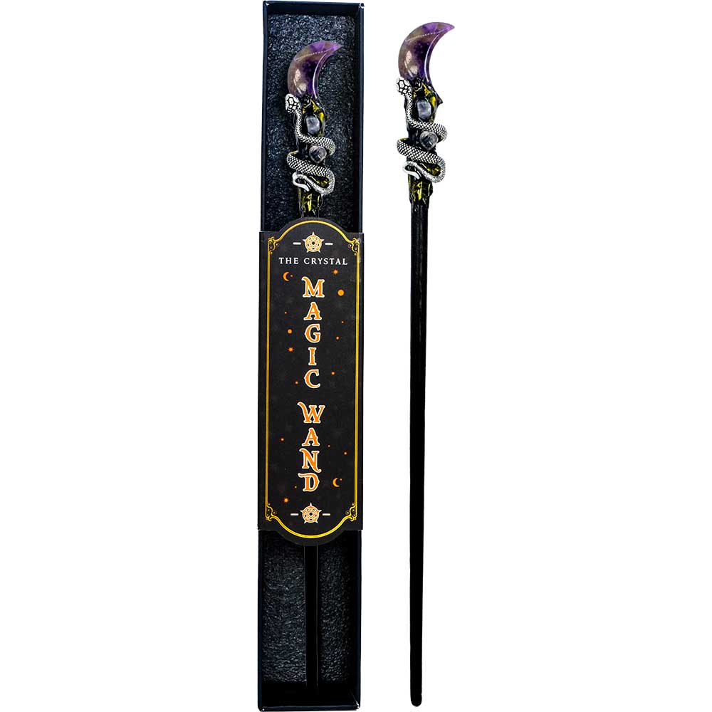 Amethyst Moon & Snake Magic Wand w/ Gift Box