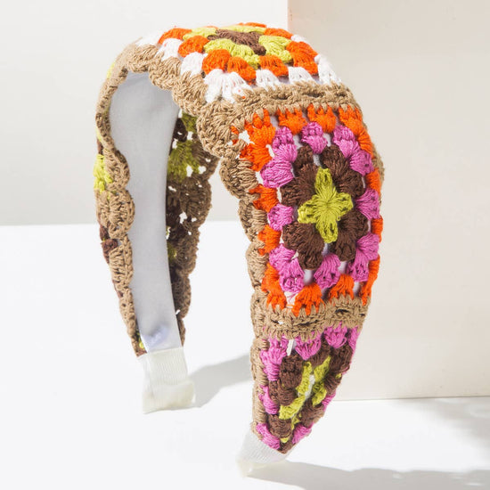 Bohemian Floral Cutout Crochet Headband