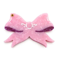 Swing-Hinge Folding Compact Mirror Ribbon Bow
