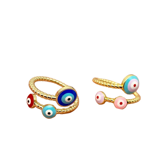 Evil Eye Gold Adjustable Rings
