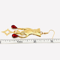 Gothic Golden Hand Rhinestone Earrings
