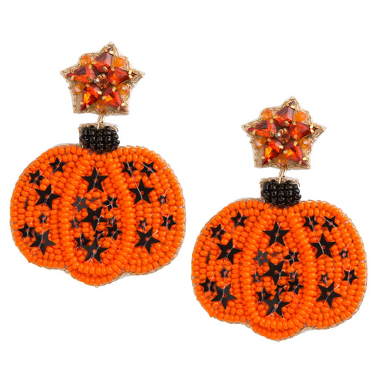 Jack-O-Lantern Seed Bead Earrings