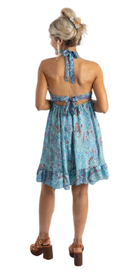Short Silky Print Halter Dress