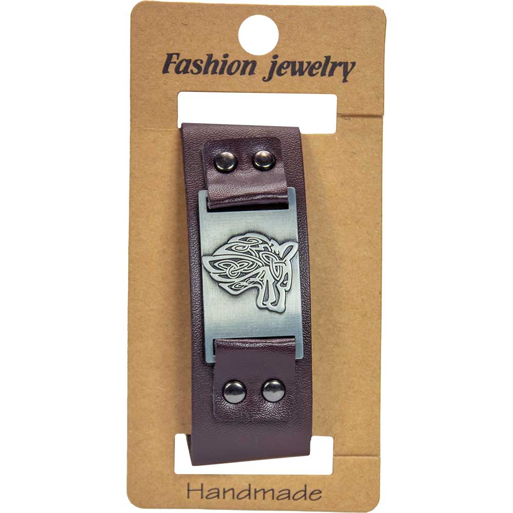 Wolf Brown Vegan Leather Adjustable Bracelet