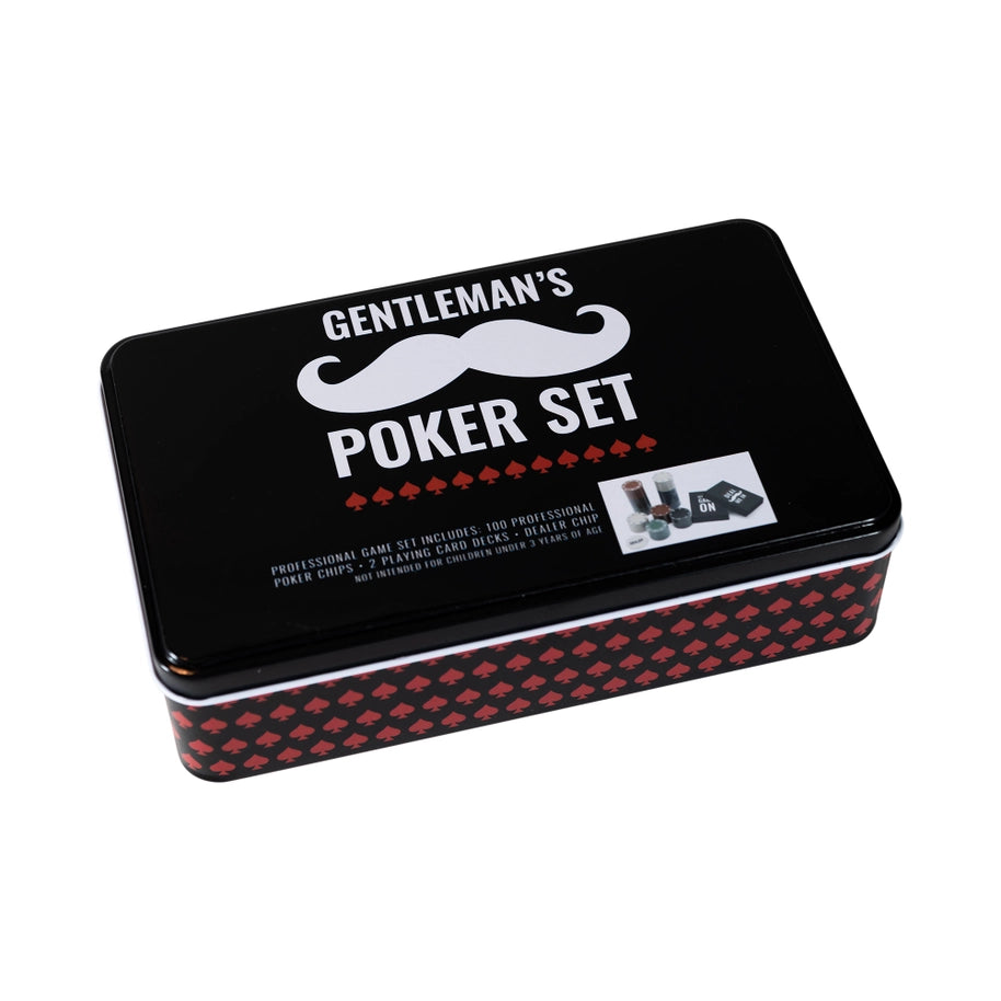 Men's Professional Poker in A Tin Cards & Chips Set